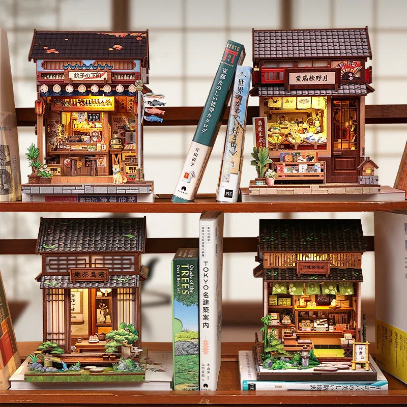 Book Nook DIY Wooden Miniature Kit with LED Lighting