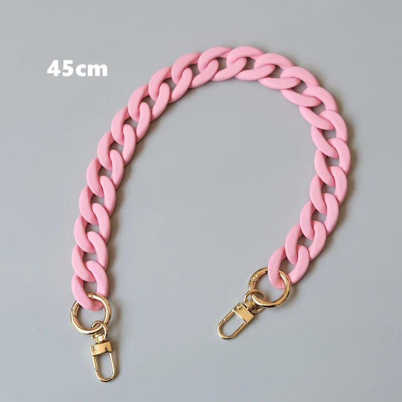 Matte Candy Pink Resin Handbag Chain – Detachable Shoulder Strap