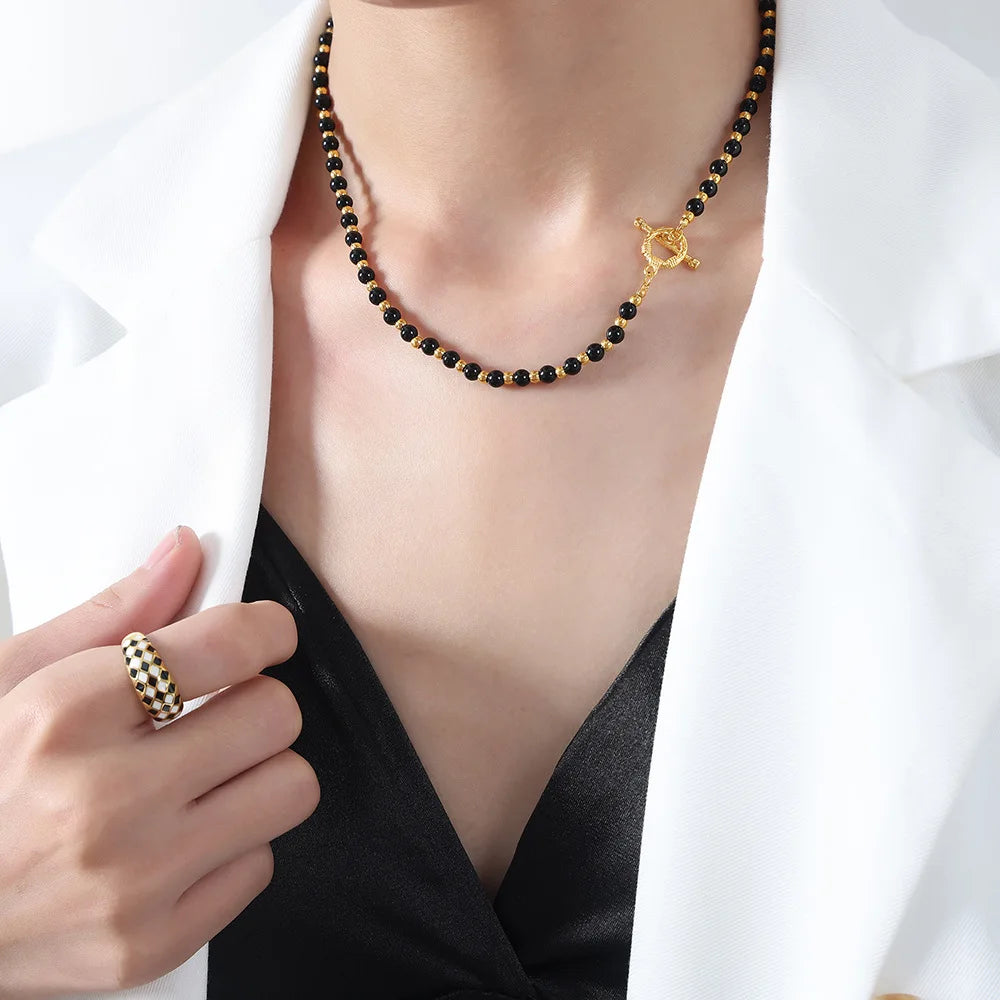 Collier en Perles d'Agate Vintage