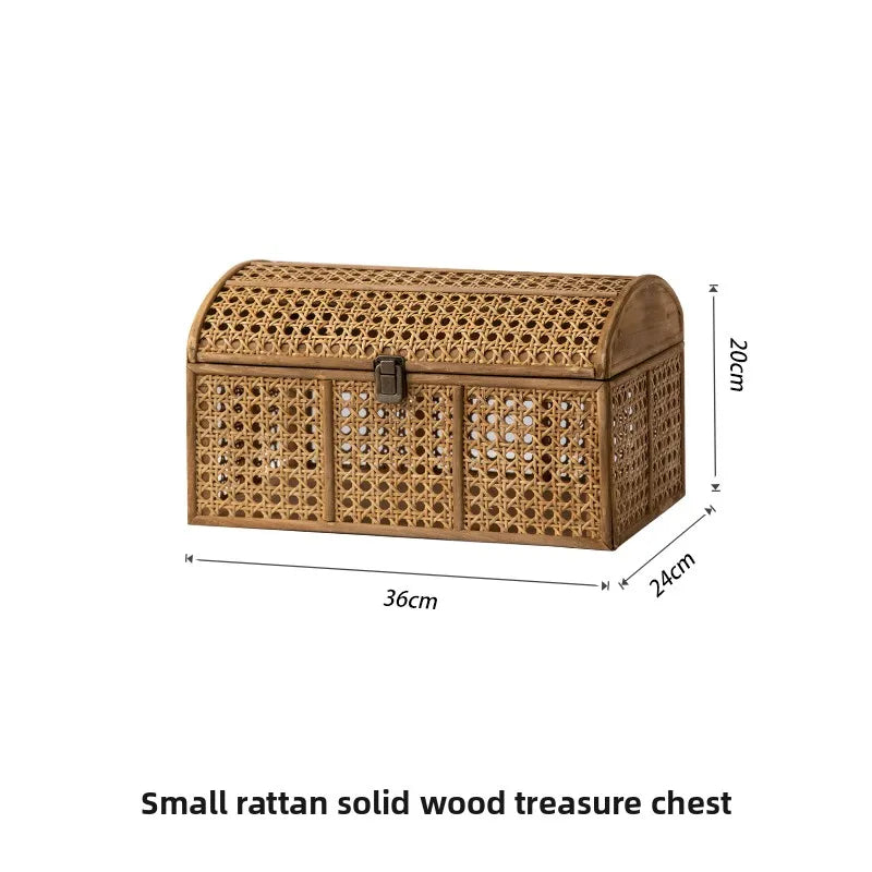 Panier de Rangement en Rotin Vintage avec Couvercle