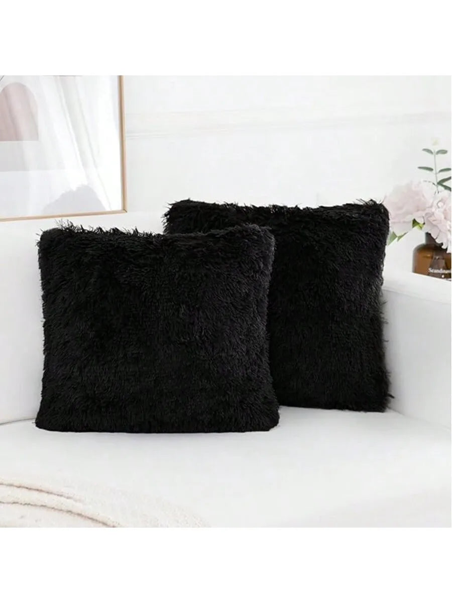 Luxury Faux Fur Throw Pillow Covers (Set of 2)