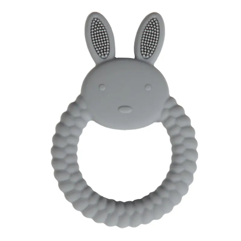 Baby Teething Gloves with Cartoon Bear Design