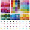 A collection of multicolor acrylic rice beads in various shades and sizes displayed in a grid format.