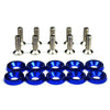 A set of aluminum JDM fender washers and bolts, consisting of several threaded metal components.