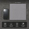 A set of six gray waffle weave microfiber kitchen towels displayed on a dark background.