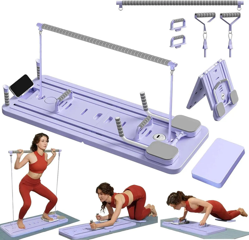 Foldable Pilates Board with Resistance Bands