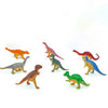A collection of ten mini dinosaur figurines, including a T-Rex and various other colorful dinosaurs.