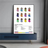 A canvas print featuring a grid of portraits of women in various colors and styles for music lovers