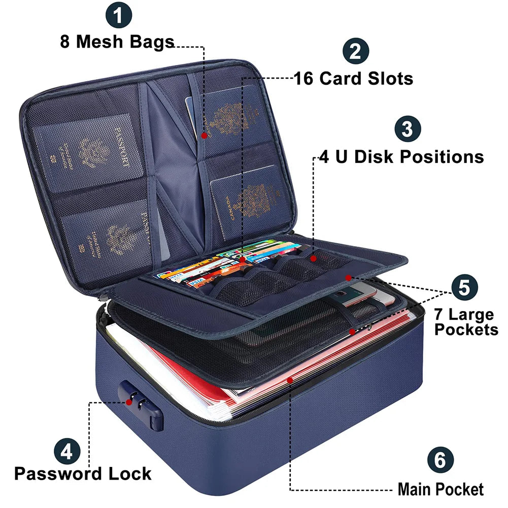 Fireproof Document Organizer with Combination Lock