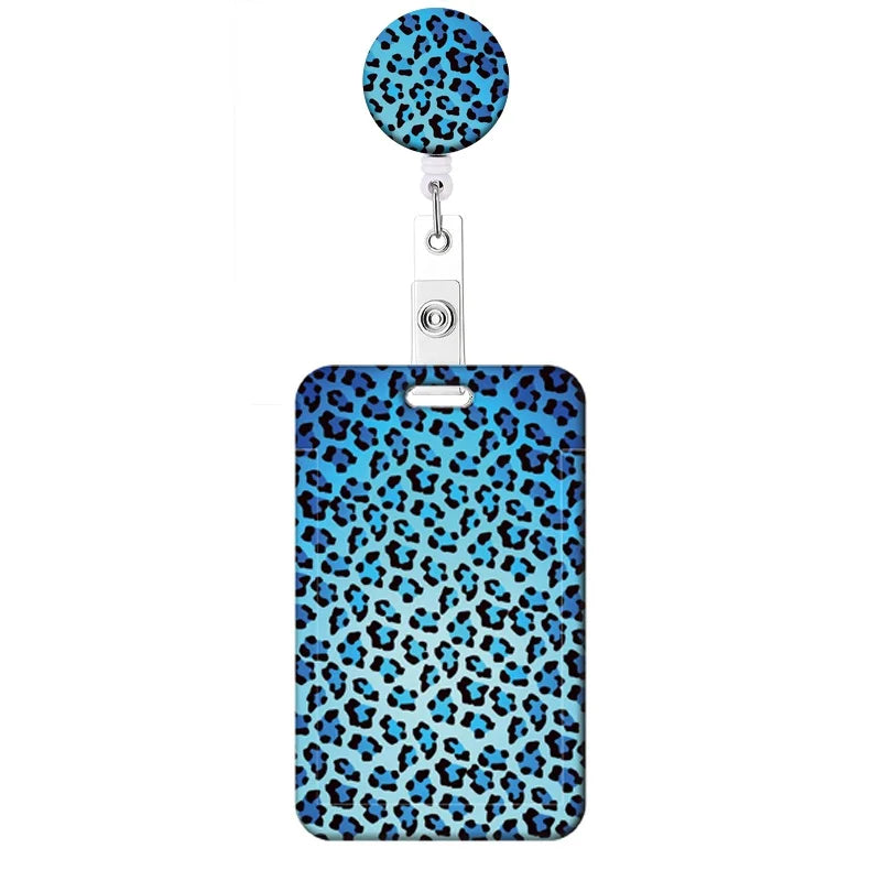 Leopard Print Retractable Badge Holder with Clip