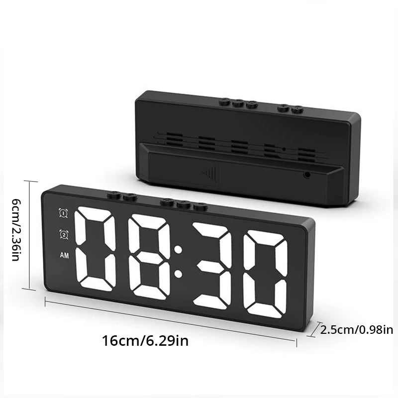 LED Mirror Digital Alarm Clock with Temperature Display