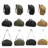 A set of four olive green and brown tactical gym backpacks shown from the side.