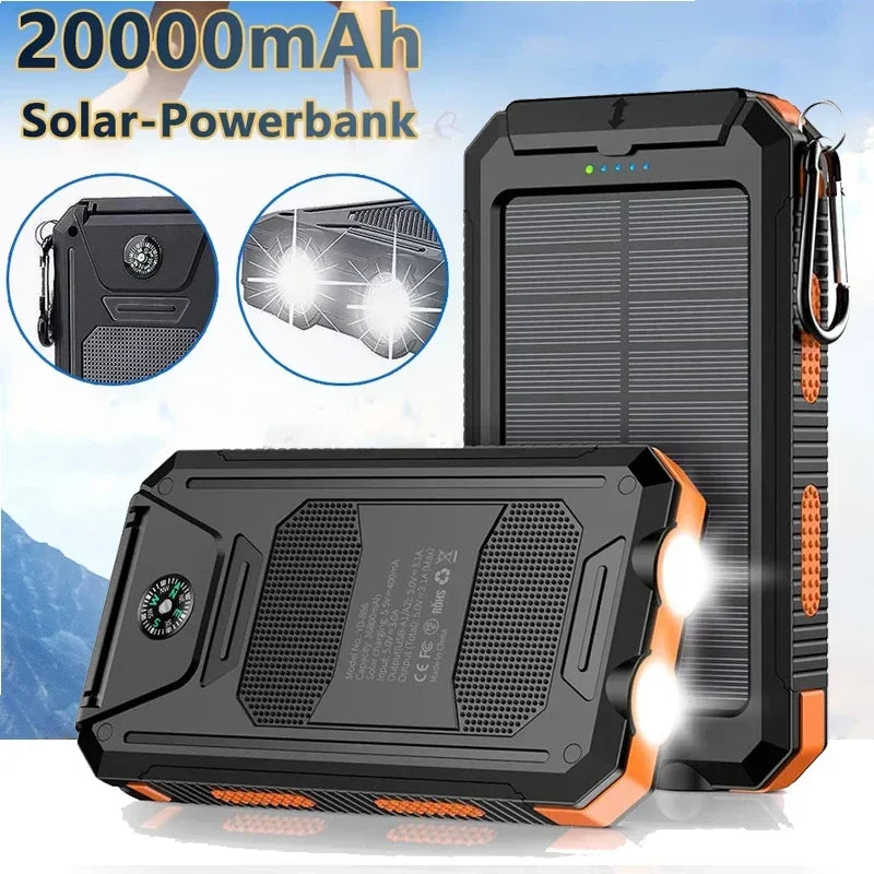 Banco de Energía Solar 20.000 mAh con Linterna