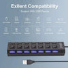 7-Port USB 2.0 Hub with Individual LED Switches
