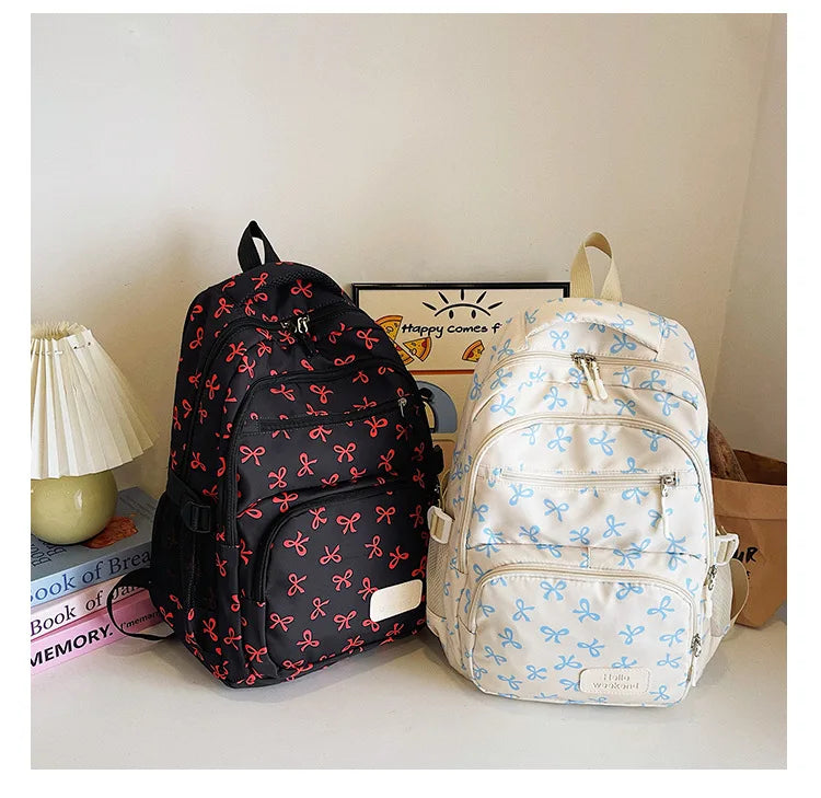 Korean Fashion Bow Print Backpack