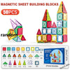 A set of magnetic sheet building blocks in various colors and shapes for children's construction play