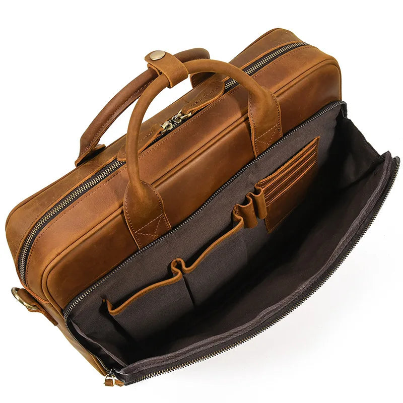 Vintage Genuine Leather Executive Laptop Briefcase