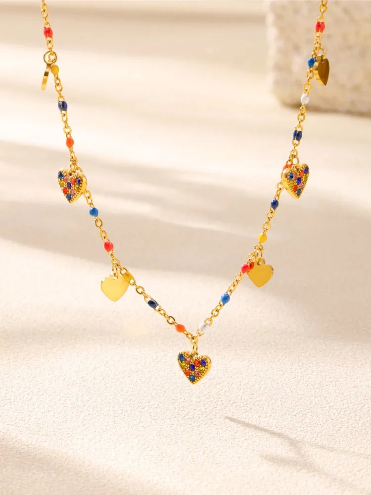 Heart Charm Stainless Steel Jewelry Set