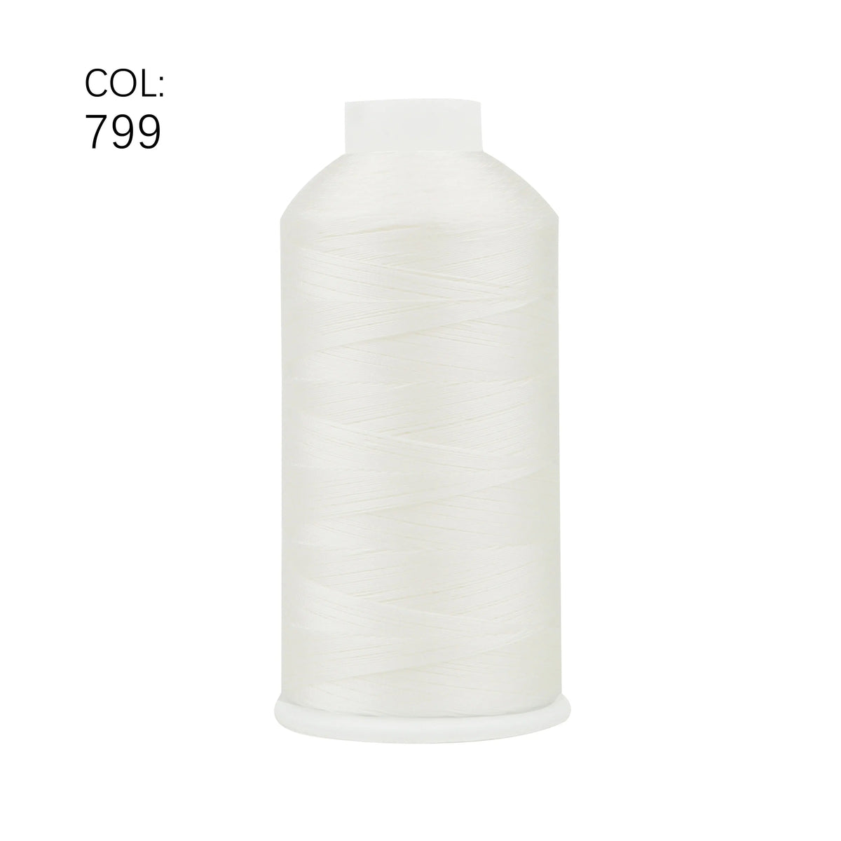 White spool of heavy-duty nylon bonded thread, color 799.