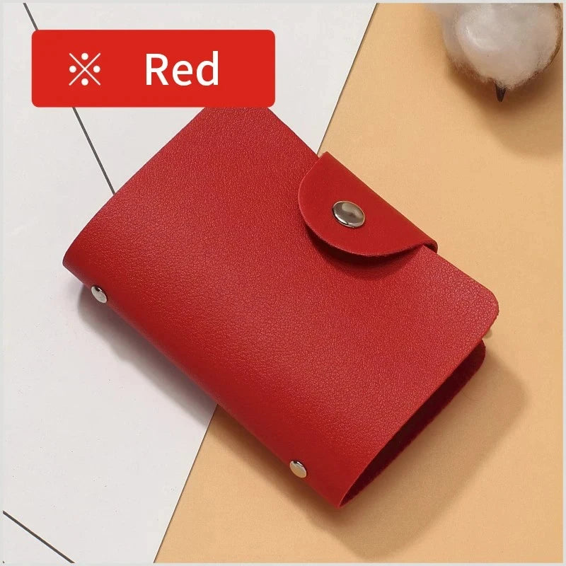 Compact Leather Card Holder Wallet with 24 Slots