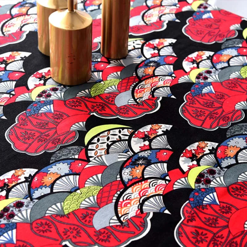 Bohemian Cotton Linen Fabric with Vintage Ethnic Print