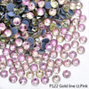 P122 Gold line Lt.Pink rhinestones in various shades of pink and green.