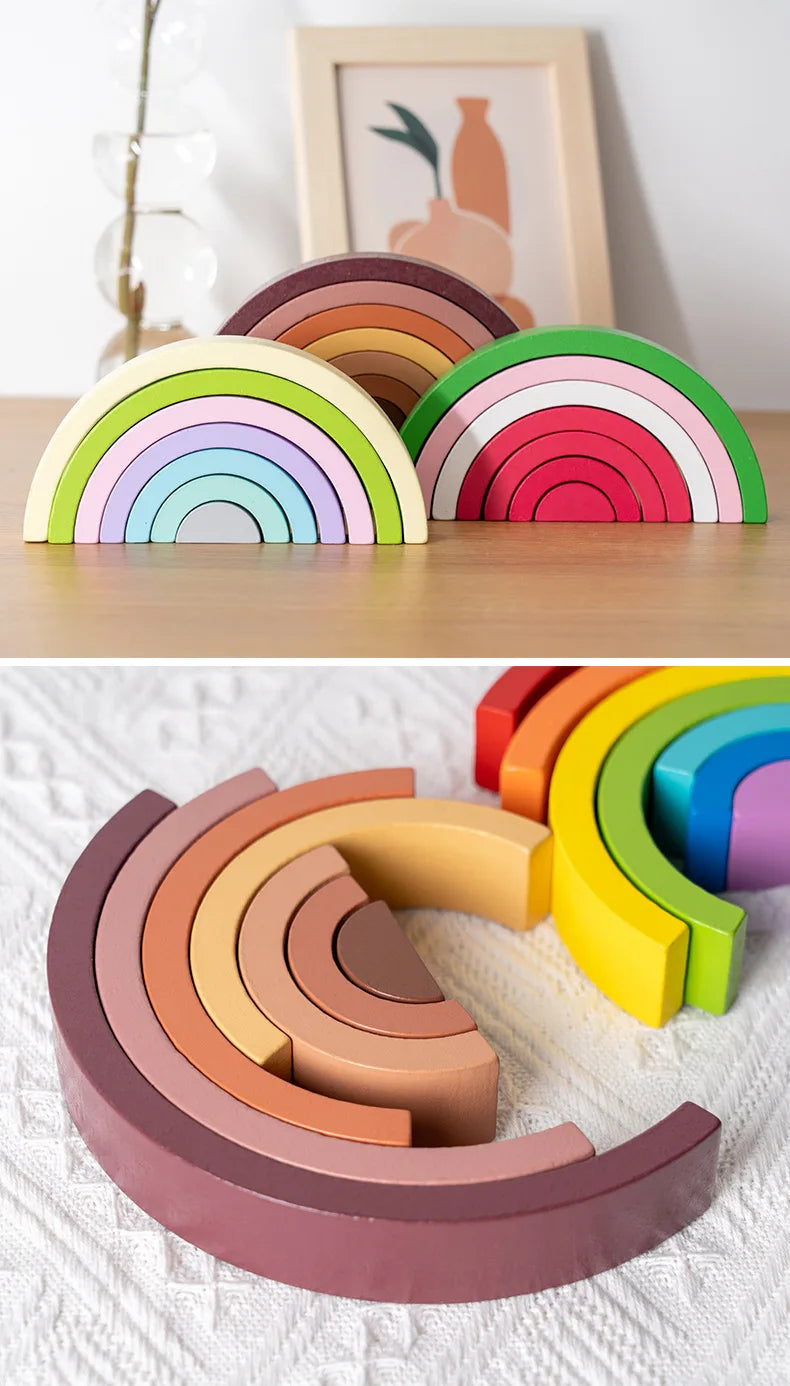 Rainbow Arch Bridge Wooden Building Blocks for Kids