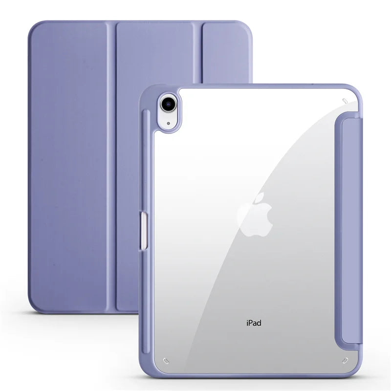 Slim Trifold iPad Case with Clear Acrylic Back and Pen Holder