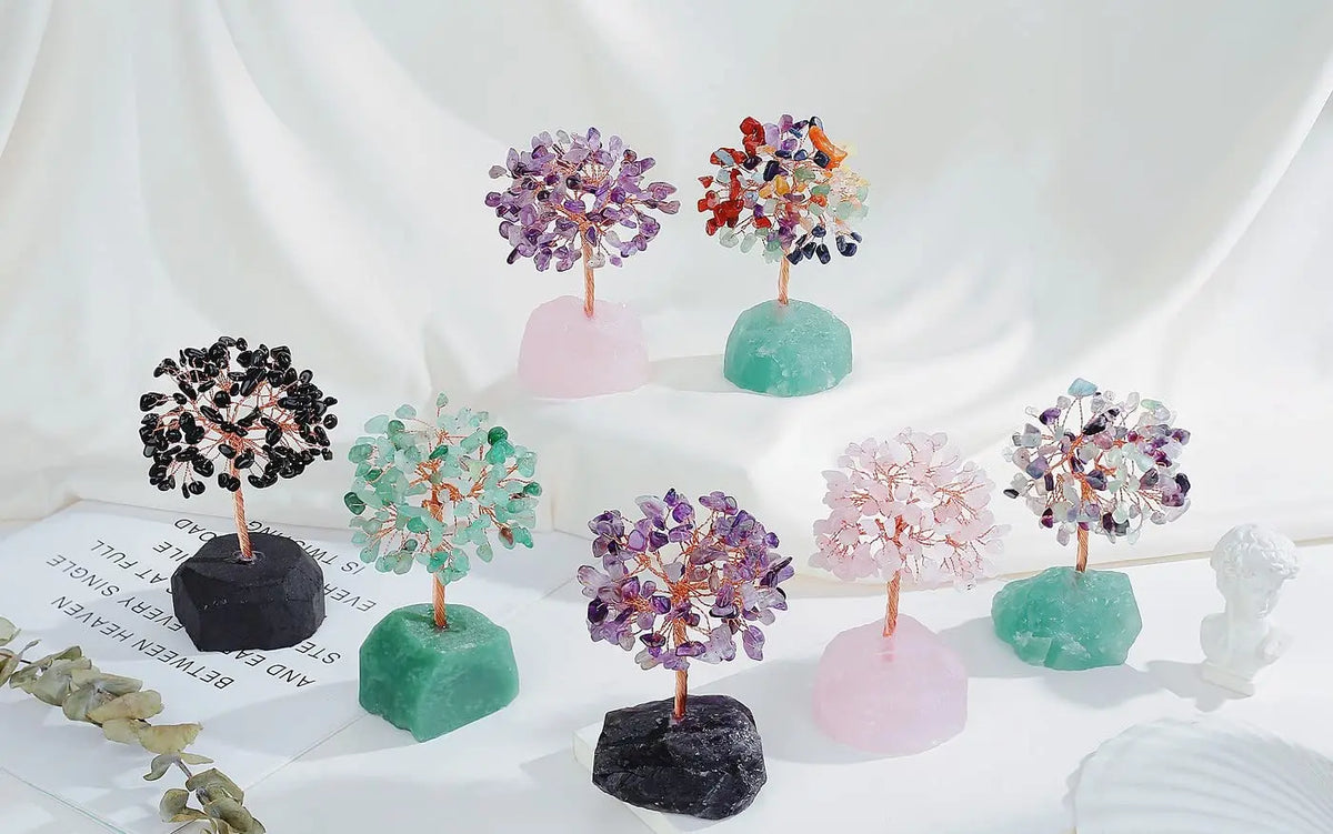 Amethyst Crystal Tree of Life on Natural Agate Slice Base