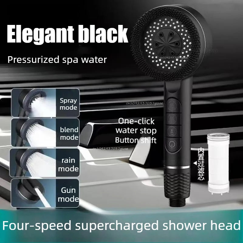 4-Mode High Pressure Handheld Shower Head