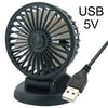 Black USB 5V car cooling fan with a diffuser and power cord
