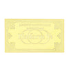 A vintage gold-colored enamel ticket featuring the text London to Hogwarts for GNRWAY Ltd and Platform 9 3/4