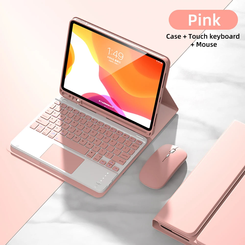 iPad Keyboard Case with Detachable Bluetooth Keyboard and Mouse