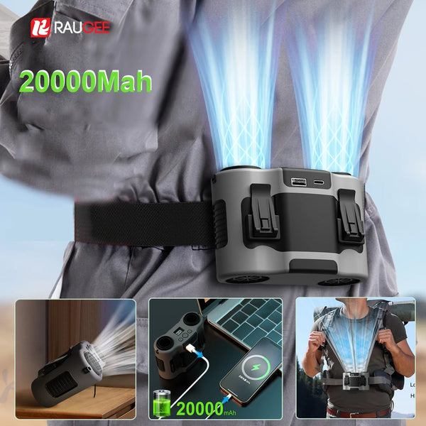 Portable Waist Fan with 20,000mAh Battery