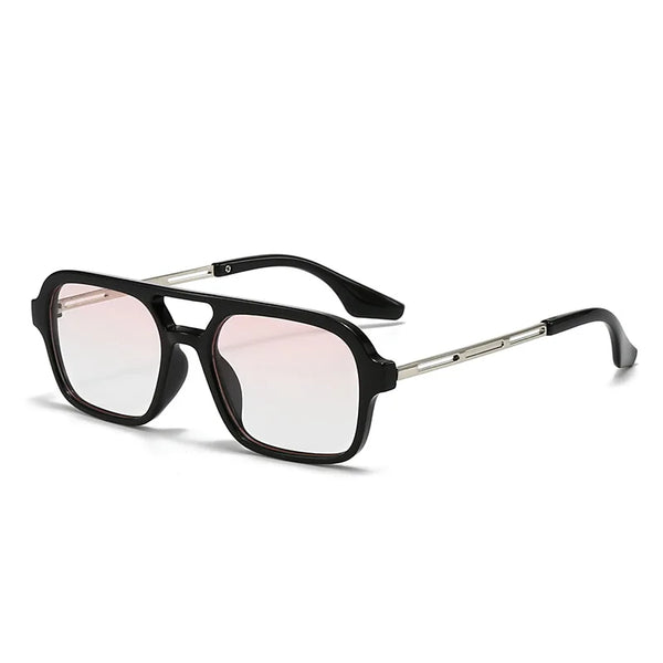 Vintage metal square sunglasses with dark lenses and black frames