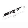 Black metal sticker accent featuring the SRT logo with dimension markings.