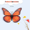 A spread of orange and black monarch butterfly magnets showing their dimensions.