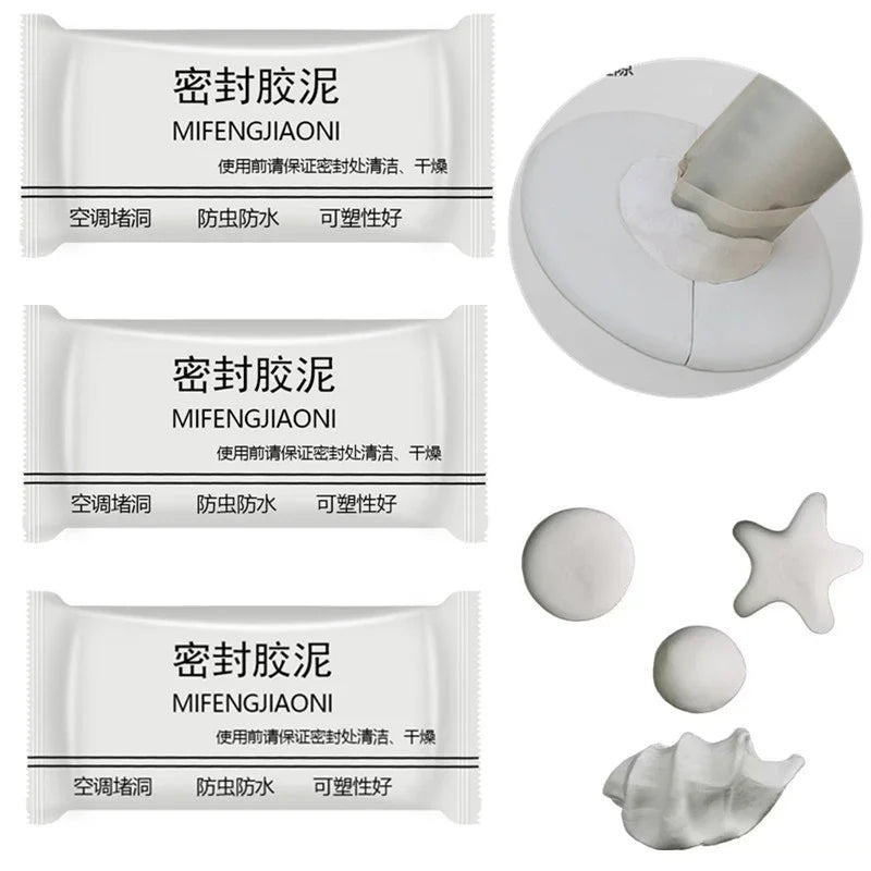 White moldable waterproof sealing clay for AC holes, pipes, and wall gaps