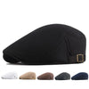 A set of five men's breathable mesh newsboy caps in white, tan, brown, black, and navy blue.