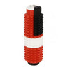 A 5-in-1 spiked fidget roller with alternating red and white textured sections.
