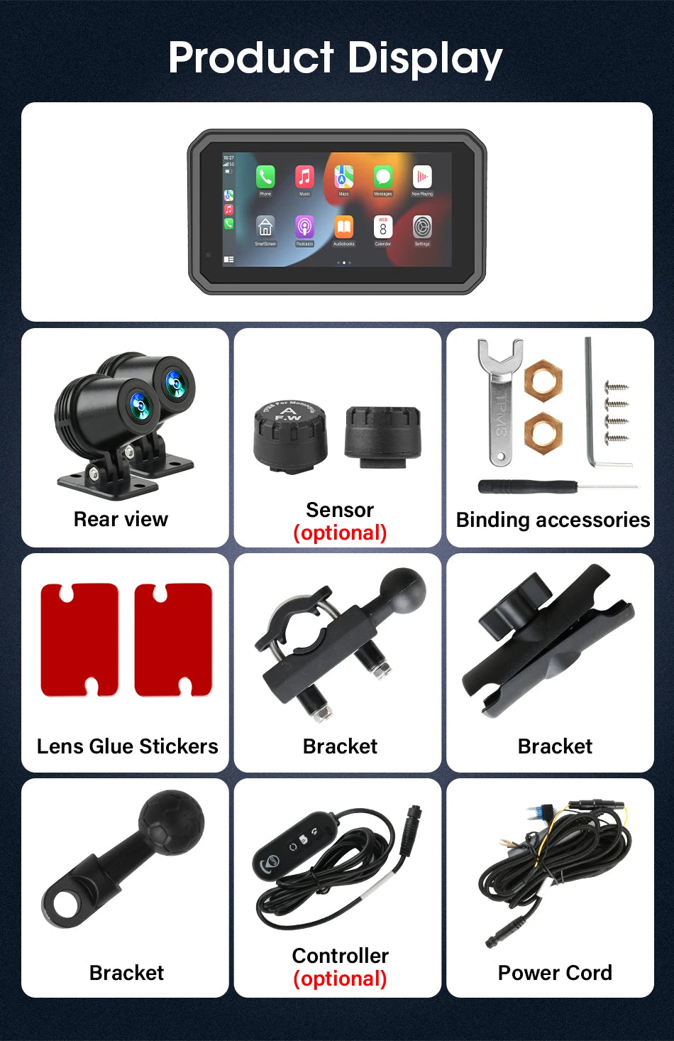 5/6.25 Inch Waterproof Motorcycle GPS with CarPlay and Android Auto
