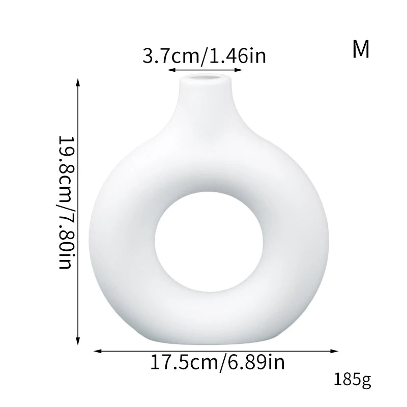 Donut-Shaped Decorative Plastic Vase for Home & Office