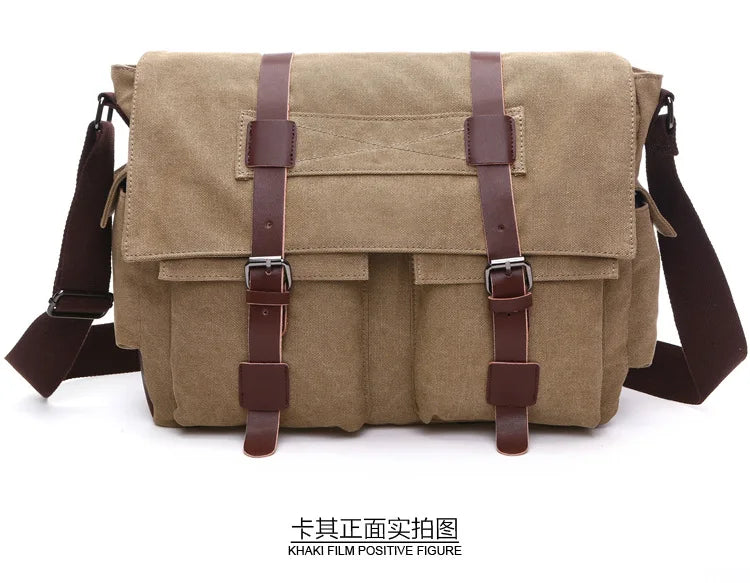 Vintage Canvas Messenger Bag for Men – Retro Crossbody Shoulder Bag