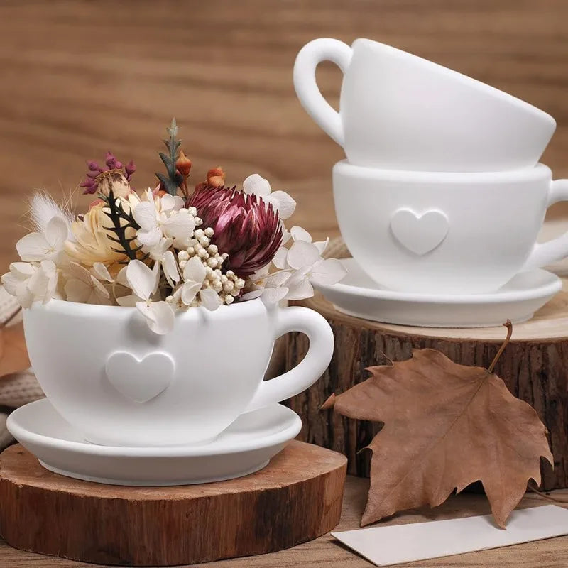 Heart-Shaped Teacup & Saucer Silicone Mold with Handle
