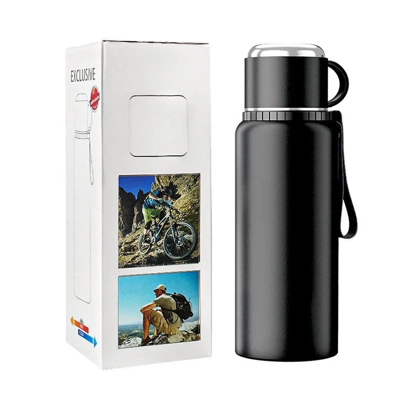 Botella de Agua Aislada de Acero Inoxidable con Asa de 1L
