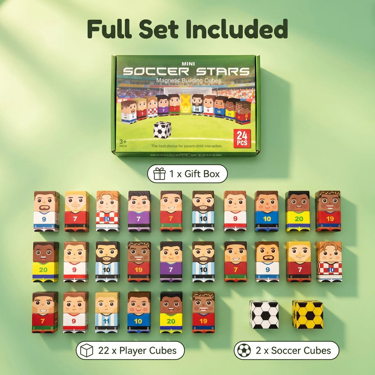 Soccer Magnetic Building Blocks Set (24 Pieces)