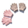 A pair of cozy plush winter gloves for kids in a light pink color, shown against a white background.