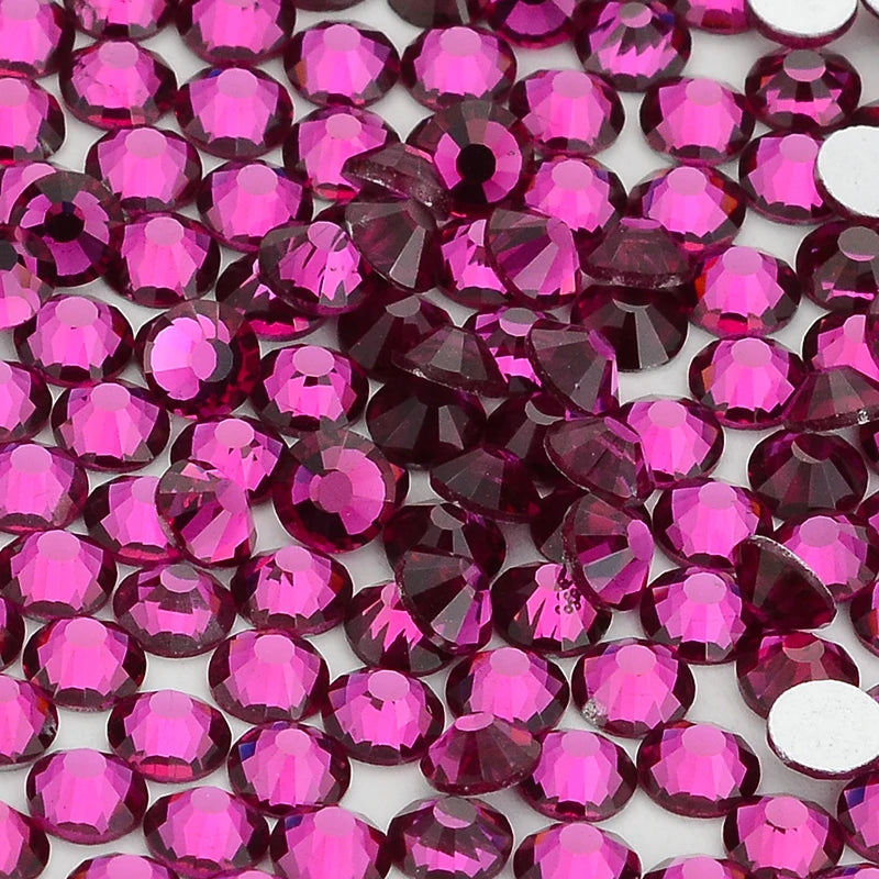 Red Glass Flatback Rhinestones - Multi-Color Glitter Round Crystals for DIY Crafts