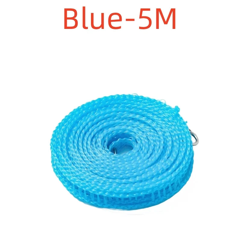 Línea de ropa duradera de nylon azul de 5 metros, enrollada para secado al aire libre