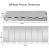 Eight plates product dimension showing a rectangular plate measuring 9.5 inches long and 3.2 inches thick.